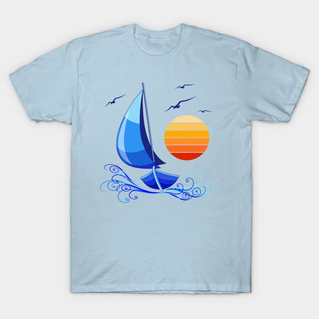 Sailing Boat Summer Vacations Journet T-Shirt by BluedarkArt